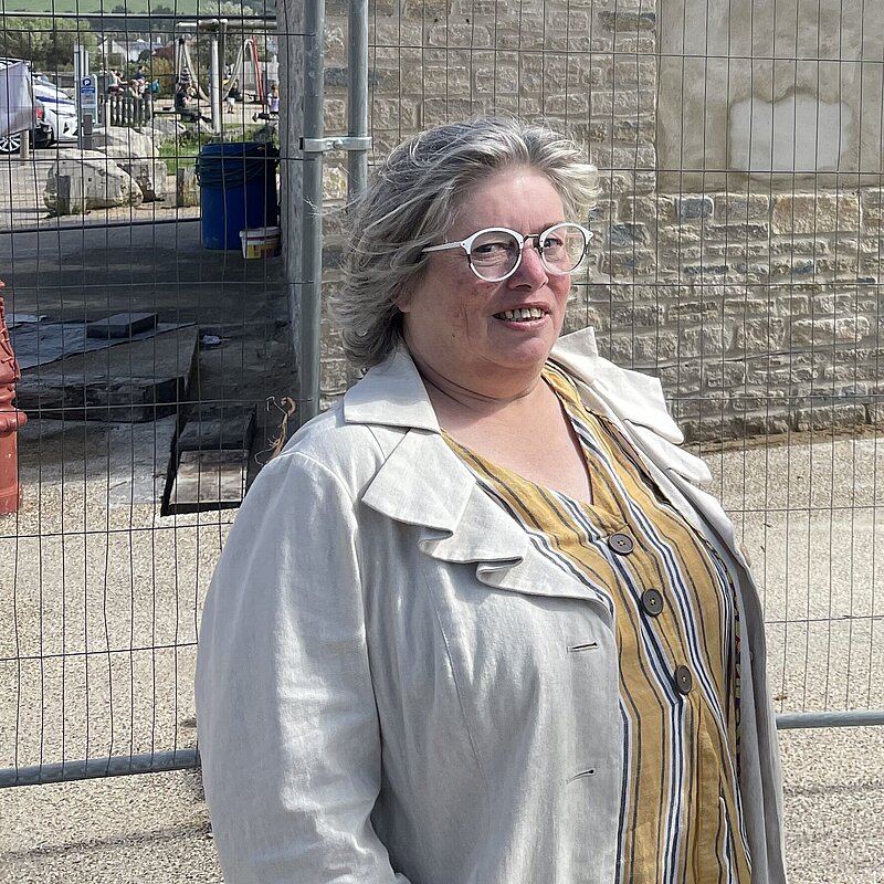 Sarah Williams & Dave Bolwell stood outside of new and fully accessible changing places in Bridport