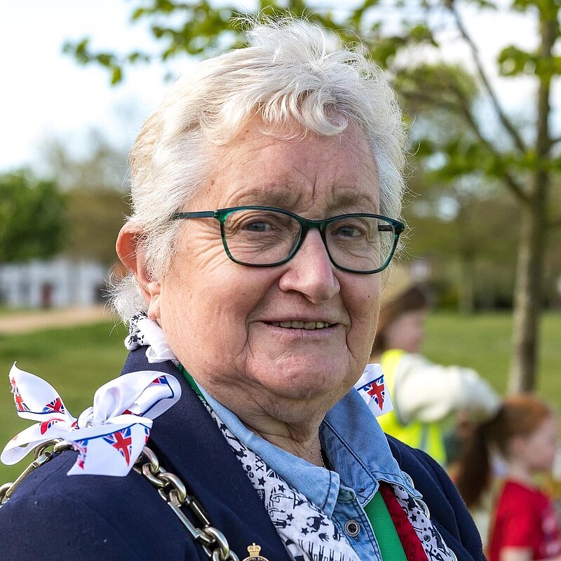 Janet Hewitt wearing her mayoral chain from when she was mayor of Dorchester