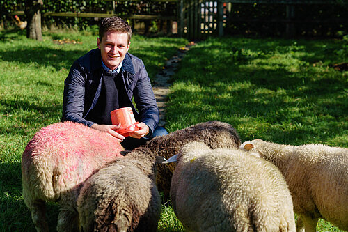 David Chadwick MP with lambs