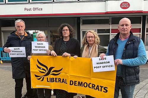 campaigners outside post office 