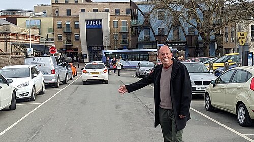 Andy Canning on Fairfield Car Park Cllr Andy Canning in Fairfield Car Park, Dorchester