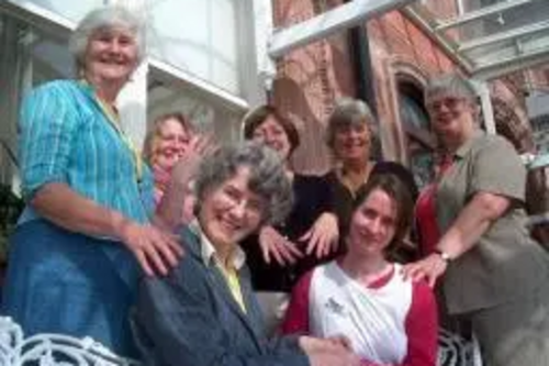 Fiona Hall, Carol Woods, Eileen Blakey, Jan Robotham, Maureen Rigg, Suzanne Fletcher getting their nails done