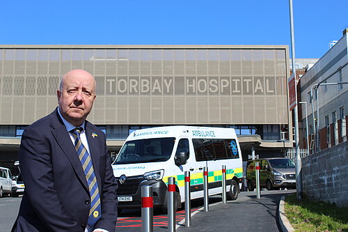 Steve Darling outside Torbay Hospital 